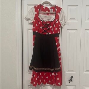 Disney Dress Shop dress New Minnie Mouse apron red and white polka dot